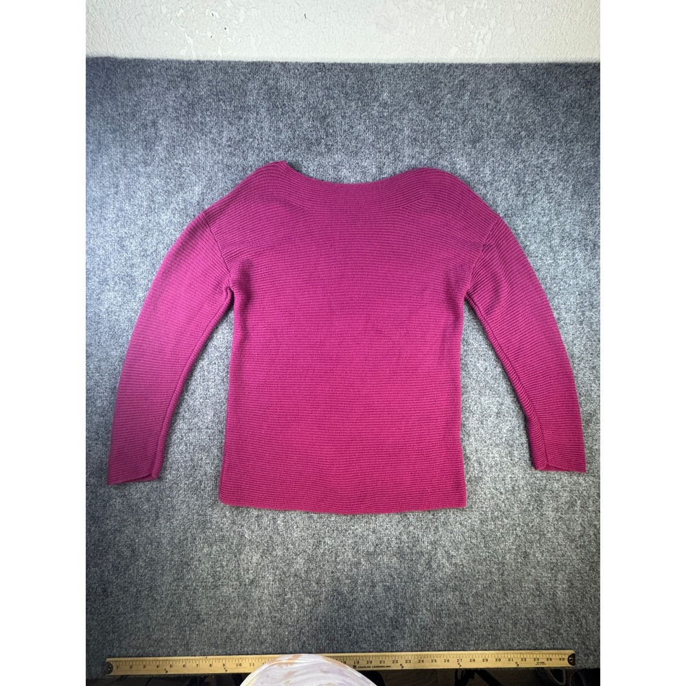 Talbots Ribbed Boat Neck Sweater Magenta Pink Medium Lambswool Nylon Blend - Picture 6 of 10